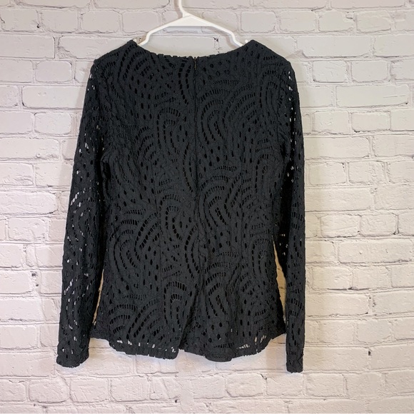 Boden Lace Overlay Black Top Size 4 - Picture 2 of 8